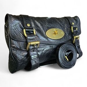 Mulberry Black Leather Alexa Clutch/Crossbody Bag